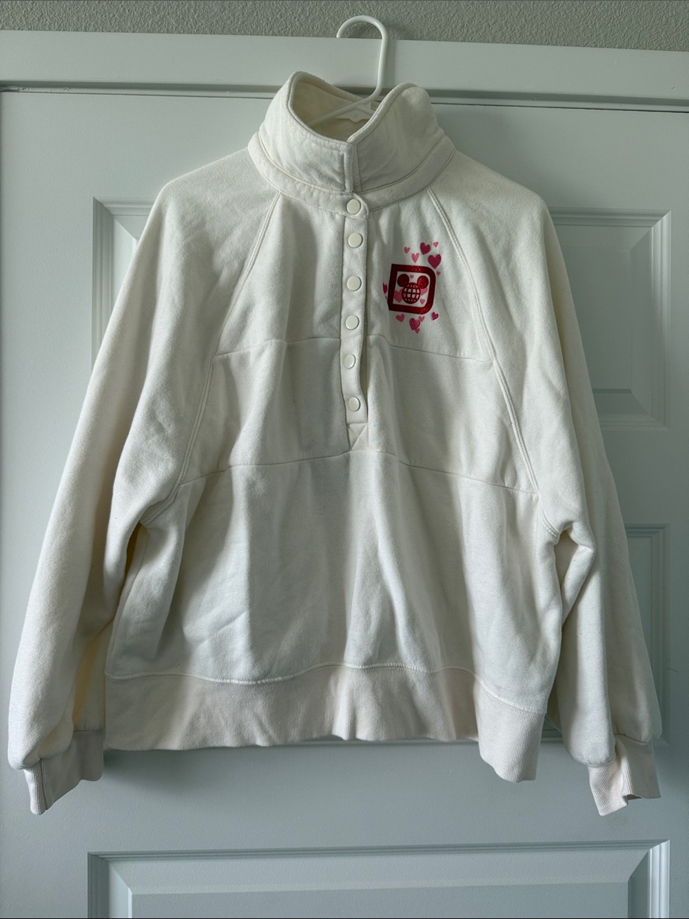Disney cream Valentine’s Day button up sweatshirt